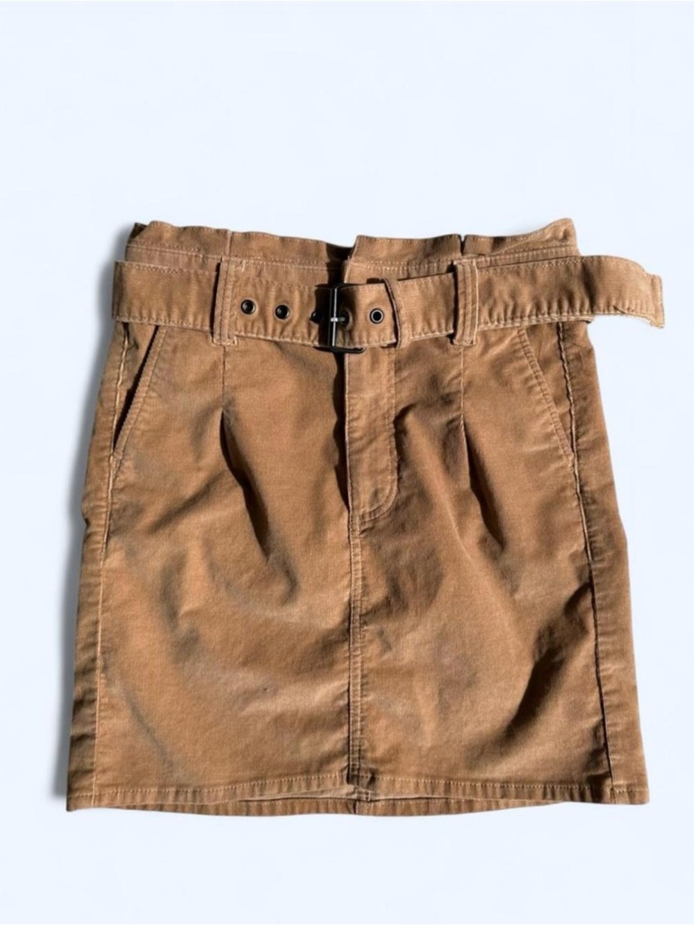 Express Tan/Brown Corduroy Mini Skirt with Belt